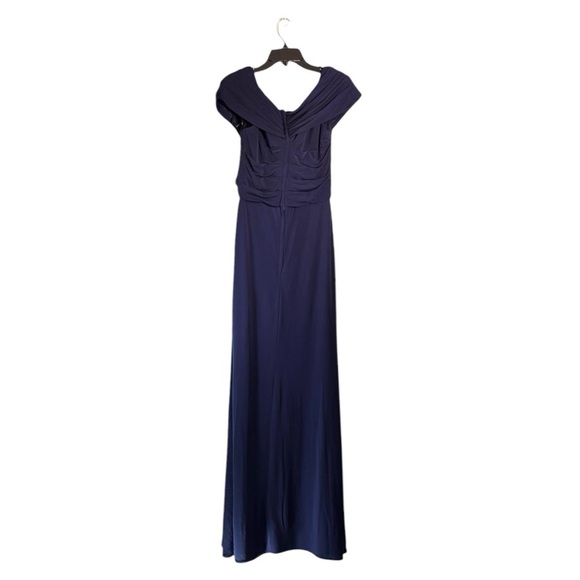 La Femme Ruched Jersey Column Gown in Navy NWOT - Picture 6 of 11